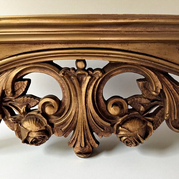 Vtg Dart Ind. Wall Shelf #3056 Gold Ornate Hollywood Regency MCM Roses Gilt USA - Picture 14 of 14